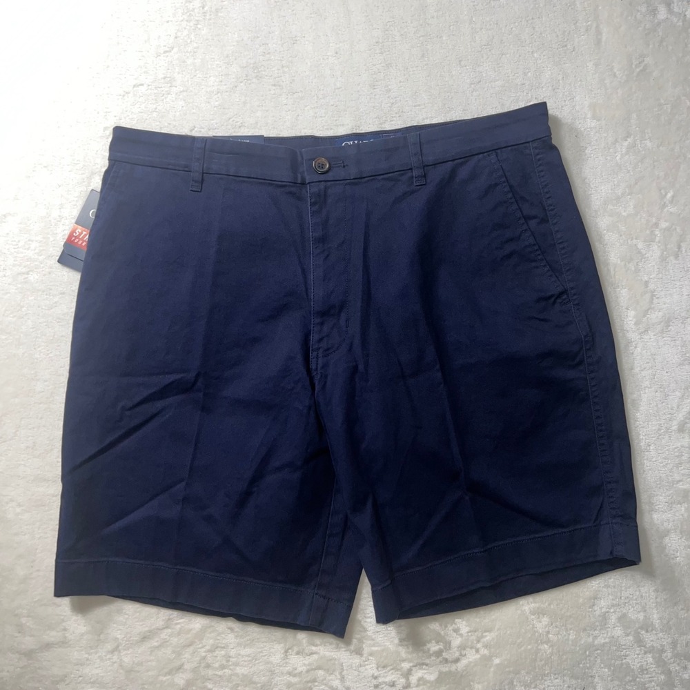 Chaps Mens Navy Blue Stretch Flat Front Chino Shorts Size 36 NWT Basic Nautical